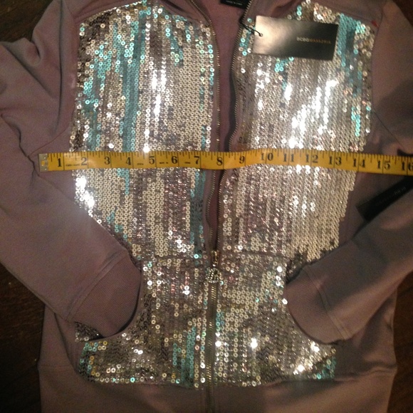 NWT BCBG SEQUINED HOODIE SM - Picture 2 of 8